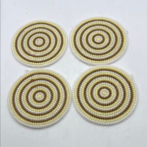 Coasters Set of 4 Woven Crochet Knit Vintage Style MCM Boho Hippie